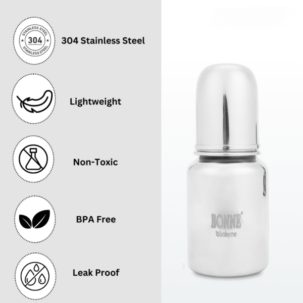 Babyme Premium Stainless Steel Feeding Bottle 160 ML Pack of 15 - Image 2