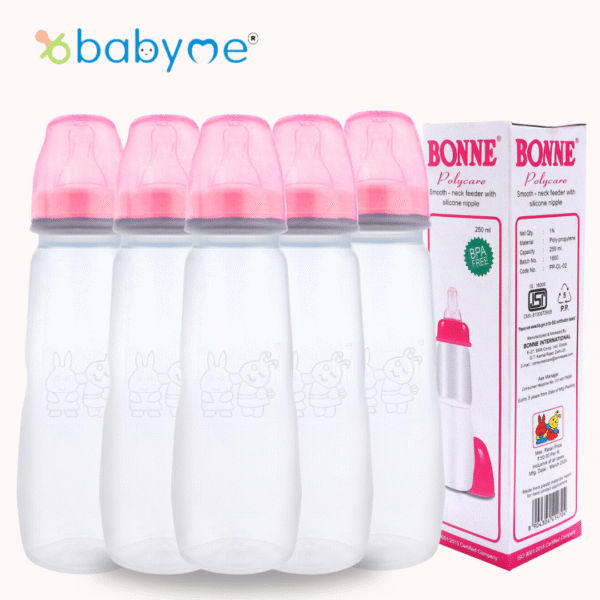 Babymye Polycare Smooth Neck Feeding Bottle 250 ML Pack of 4